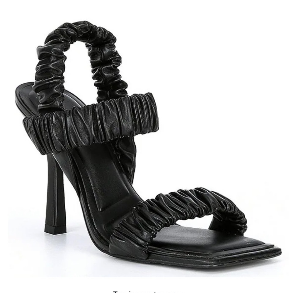 Vanya Scrunched Leather Square Toe Dress Sandals